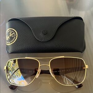 Ray-Ban Gold Frame Sunglasses with Brown Lenses